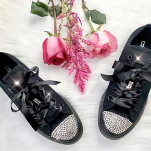 Women’s bling swarovski converse custom bedazzled low tops